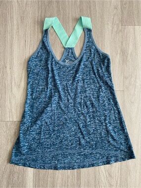 Old Navy Active Blue Heather Tank with Mint Crossback Straps Women’s XS